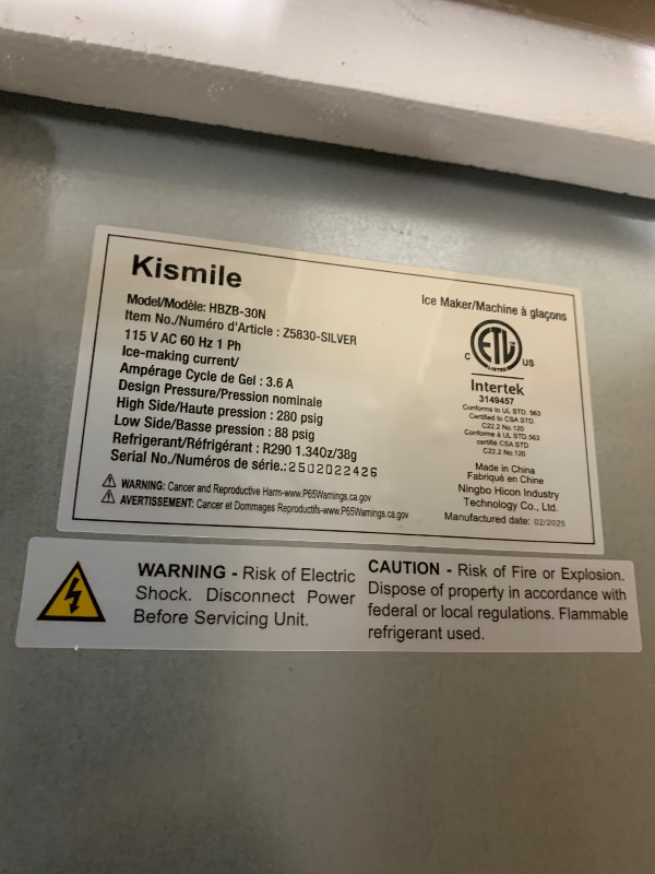 Photo 1 of Kismile Commercial Under Counter Nugget Ice Maker Machine,66Lbs/Day, Built-in Freestanding Ice Maker