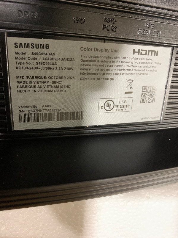 Photo 1 of Samsung 49” Business Curved Ultrawide Dual QHD Computer Monitor, USB-C, DisplayPort, HDMI, 120Hz, VESA DisplayHDR 400, Built-in Speakers, Height Adjustable Stand, Eye Care, 2024