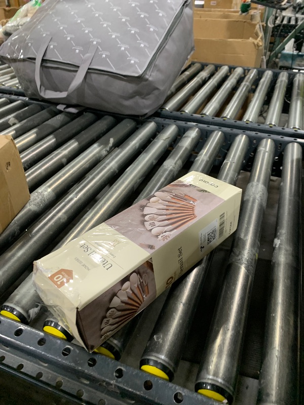 Photo 1 of CAROTE Silicone Cooking Utensils Set, Kitchen Utensils Set 10 Pcs for cooking, BPA Free Spatula Set with Heat Resistant Wood Handles for Nonstick Cookware (Cream White)