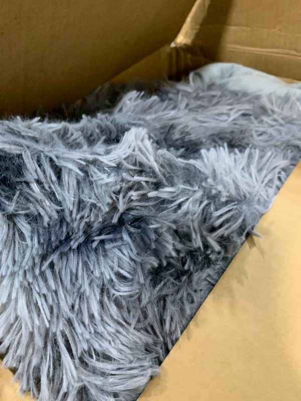 Photo 1 of Smoofy Fluffy King Size Comforter Set, Faux Fur Comforter Set, Luxury Fuzzy King Bedding Set, Soft Shaggy Bed Set for All Season, 3 Pieces - 1 Comforter & 2 Pillowcases, Tie-Dye Grey