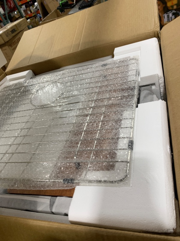 Photo 1 of Doirteal 25x22 Inch Drop-in Workstation Kitchen Sink | 16 Gauge Nano Black T304 Stainless Steel | 25x22x10 Topmount Sink with Mahogany Cutting Board, Colander & Drying Rack Set