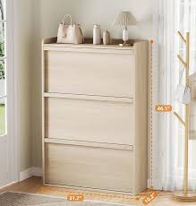 Photo 1 of arvee Shoe Cabinet with 3 Flip Drawers, Modern Shoe Storage for Entryway, Wooden Shoe Organizer Cabinet with Adjustable Shelf, Hidden Shoe Rack for Hallway, Living Room, Natural