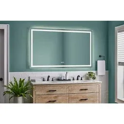 Photo 1 of 60 in. W x 36 in. H Rectangular Frameless Anti-Fog LED Light Wall Bathroom Vanity Mirror