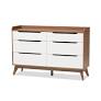 Photo 1 of Baxton Studio Brighton Mid-Century Modern White and Walnut Wood 6-Drawer Storage Dresser