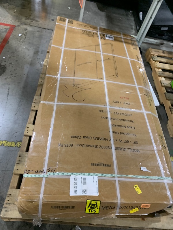 Photo 1 of Glass Shower Door, 55-60" W x 76" H Semi-Frameless Double Sliding Shower Door, 1/4" (6mm) Thick Tempered Clear Glass with Explosion-Proof Film Nano Coating, Matte BlackLPNPMCT2066796