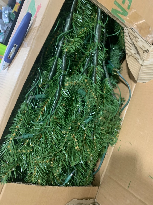 Photo 1 of National Tree Company 7.5 ft Pre-Lit Dunhill Fir Artificial Christmas Tree, 600 Clear Lights, 2,189 Tips, Includes Stand, Green