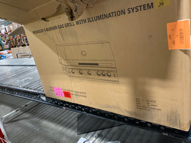 Photo 1 of Hygrill Premium XTR 40-Inch Built In Grill, Stainless Steel 5-Burner Grill Head for Outdoor Kitchen with Rear Infrared Burner and LED Lights, Natural Gas