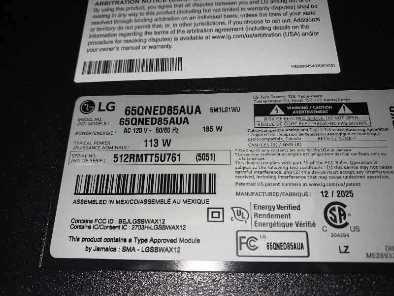 Photo 1 of LG 65-Inch Class QNED AI 4K QNED85A Series Smart TV w/AI Picture, AI Sound, HDR10, AI Super Upscaling 4K, Filmmaker Mode, Wow Orchestra, Alexa Built-in (65QNED85AUA, 2025)