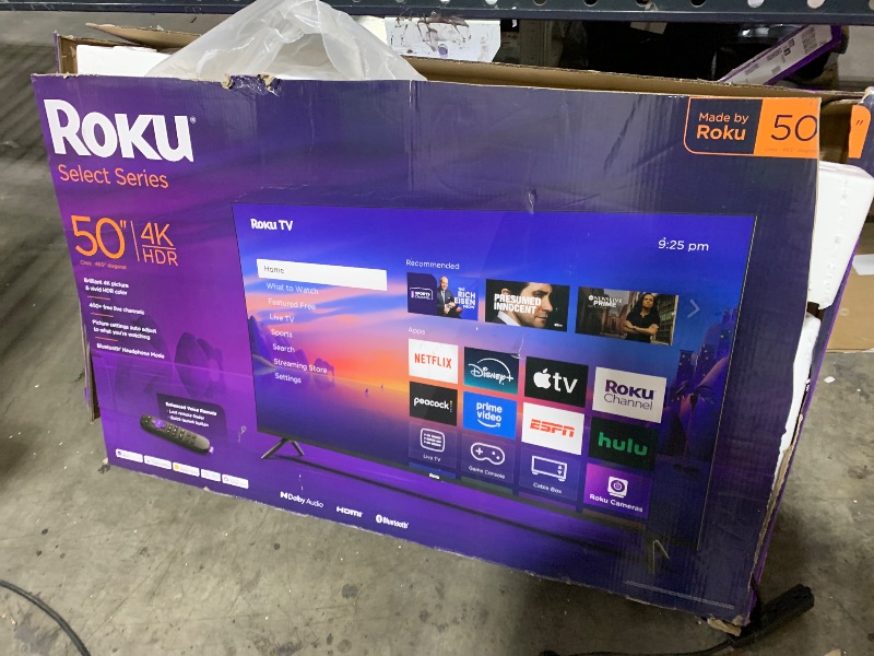 Photo 1 of Roku Smart TV 2025 – 50-Inch Select Series, 4K HDR TV – RokuTV with Enhanced Voice Remote – Flat Screen LED Television with Wi-Fi for Streaming Live Local News, Sports, Family Entertainment