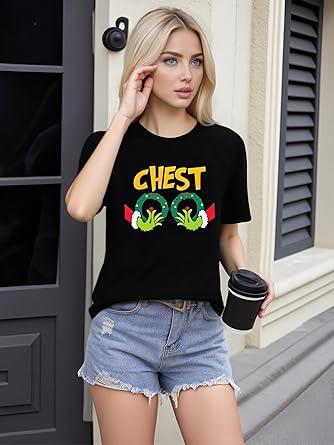 View 1 of **RETAIL: $9.99**
Funny Christmas Couples Matching Shirts for Him and Her, Cute Holiday Graphic Tees, Xmas Gift Tops for Couples, MEDIUM
