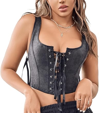 Photo 1 of **SIMILAR**
 Women's Gothic Lace-Up Bustier-Corset Shoulder-Straps Tank Overbust Corset Bustiers Sexy Lingerie Sets, SMALL