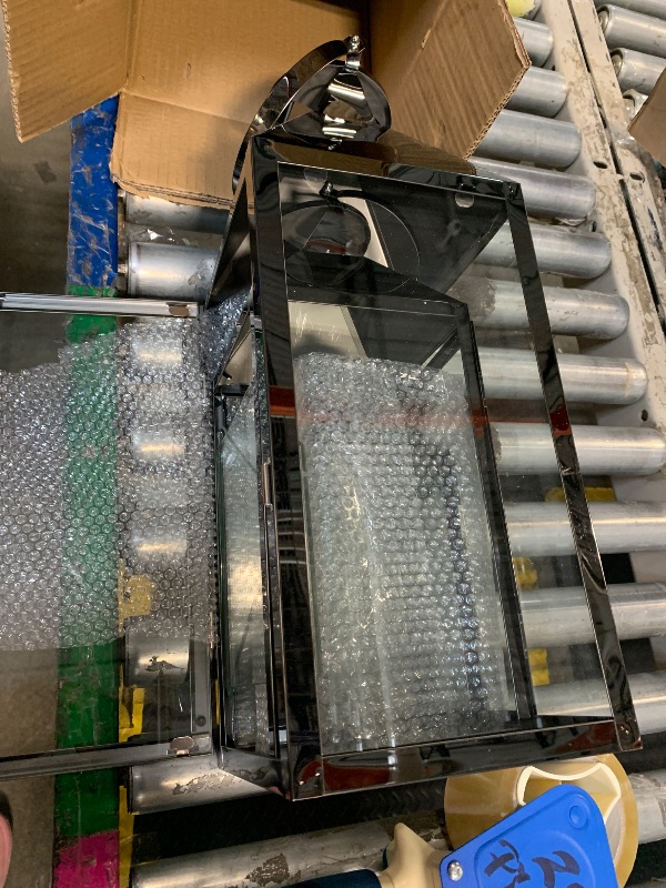 Photo 1 of **t has a broken window.**MATICO Stainless Decorative Pinnacle Candle Lantern Set of 3, Hanging Decor Hurricane Lantern Candle Holder for Festival Ceremony Home Decor, Both Indoor & Outdoor Use, Black