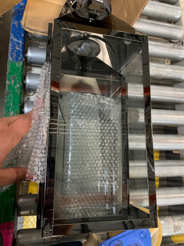 Photo 1 of **t has a broken window.**MATICO Stainless Decorative Pinnacle Candle Lantern Set of 3, Hanging Decor Hurricane Lantern Candle Holder for Festival Ceremony Home Decor, Both Indoor & Outdoor Use, Black