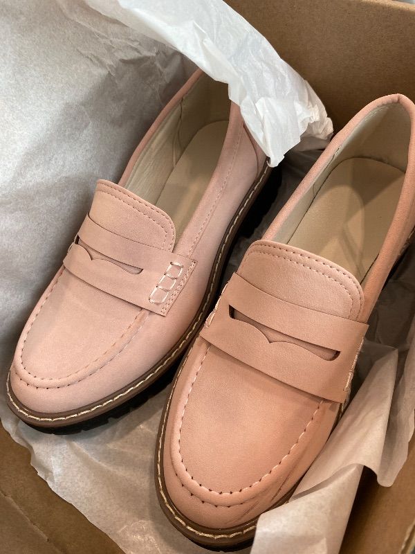 Photo 1 of *USED*
Womens Loafers Shoes Platform Chunky Penny Loafer Lug Sole Comfortable Slip On Work Office Business Casual Dress Shoes, US Size 6 Pink