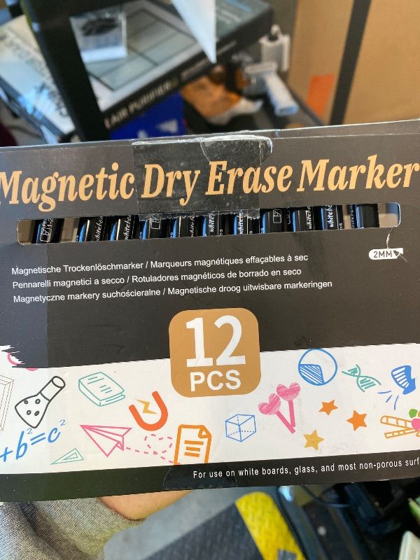 Photo 1 of *MINOR DAMAGE - USED*
Magnetic Dry Erase Markers Fine Point Tip, 12 Colors White Board Markers Dry Erase Marker with Eraser Cap, Low Odor Whiteboard Markers Thin Marking for Teachers Office School Supplies