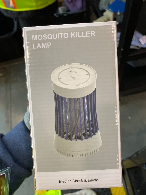 Photo 1 of ** UNTESTED ** Phosooy 2-in-1 Indoor Electric Bug Zapper with Fan, Chargeable 1500V High Voltage Mosquitoes Killer with Hanger, Small Fly Insects Lamp Trap Catching Moth Gnat Fruit Flies, White