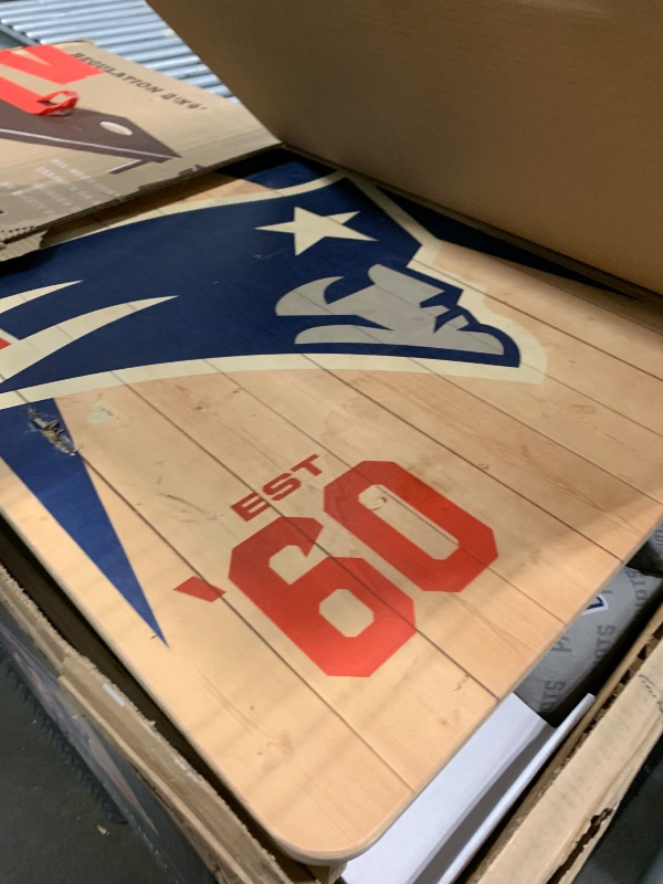 Photo 1 of ** USED/ DAMAGE MINOR** YouTheFan NFL New England Patriots 2’ x 4’ Professional Wood Cornhole Game with Logo Bags