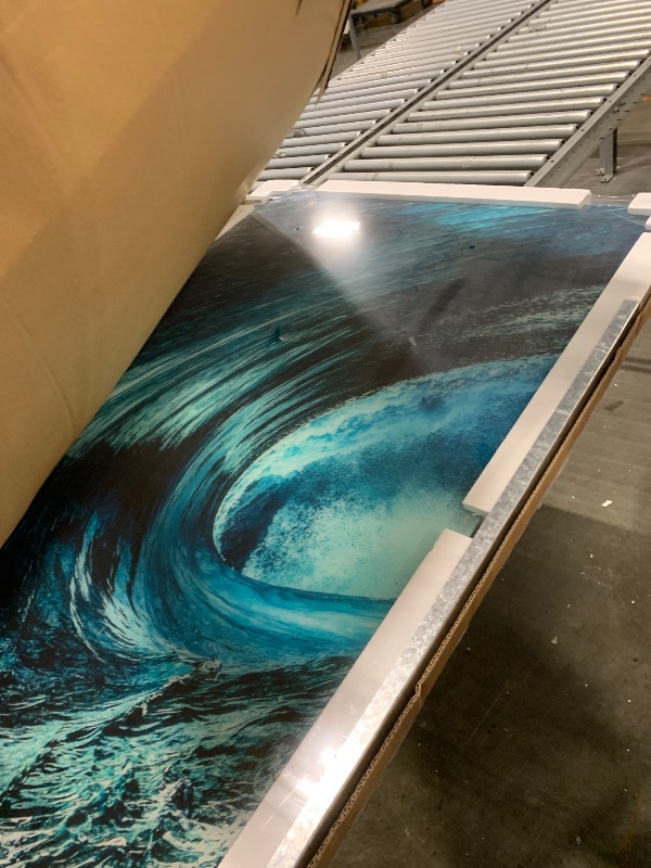 View 4 of ** SET TWO BOX** Empire Art Direct "Sapphire Sea Oversized 72"x 36" Frameless Free-Floating Reverse Printed Tempered Art Glass Panels Set of 2, Ready to Hang, Living Room, Bedroom & Office, 72" x 36" x 0.2" each