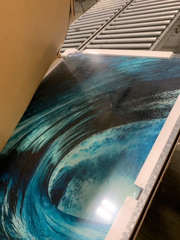 View 3 of ** SET TWO BOX** Empire Art Direct "Sapphire Sea Oversized 72"x 36" Frameless Free-Floating Reverse Printed Tempered Art Glass Panels Set of 2, Ready to Hang, Living Room, Bedroom & Office, 72" x 36" x 0.2" each