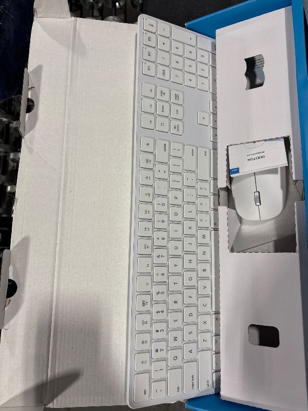 Photo 1 of **MISSING RECEIVER**
Bluetooth Keyboard and Mouse for Mac,OMOTON Wireless Multi-Device Keyboard with Numeric Keypad, Keyboard and Mouse Combo, for MacBook Pro/Air, iMac, iMac Pro, Mac mini, Mac Pro (White)