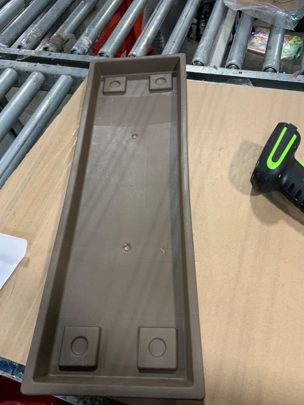 Photo 1 of ****BASE ONLY***
 24 Inch Rectangular Plastic Ridged Flower Box Plant Saucer Drip Tray, Chocolate