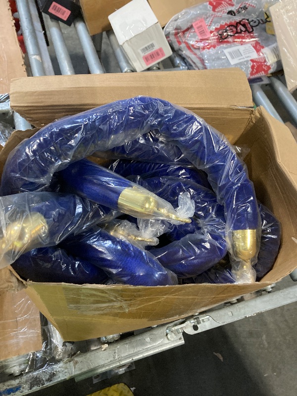 Photo 1 of ***BLUE******6 Pack Velvet Rope, 5 Feet Black Velvet Stanchion Rope with Gold Polished Hooks, Crowd Control Queue Line Barrier Rope Hanging Ropes for Hotels, Movie Theaters, Grand Openings, Carpet Event