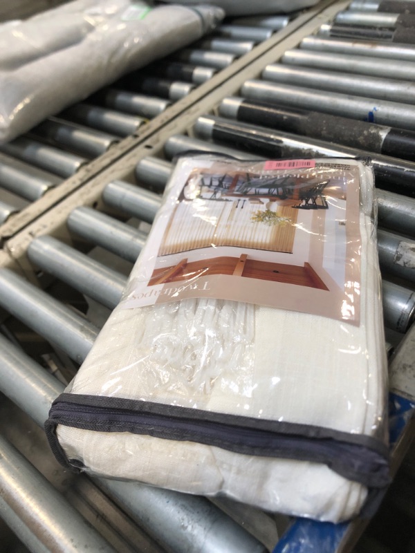 Photo 1 of 102 Inch Long Curtains Pinch Pleat Linen Curtains for Living Room Bedroom 2 Panels Natural Cream Light Filtering Privacy Neutral 102 Inch Pleated Drapes Hooks Rings Back Tab for Window Sliding Door