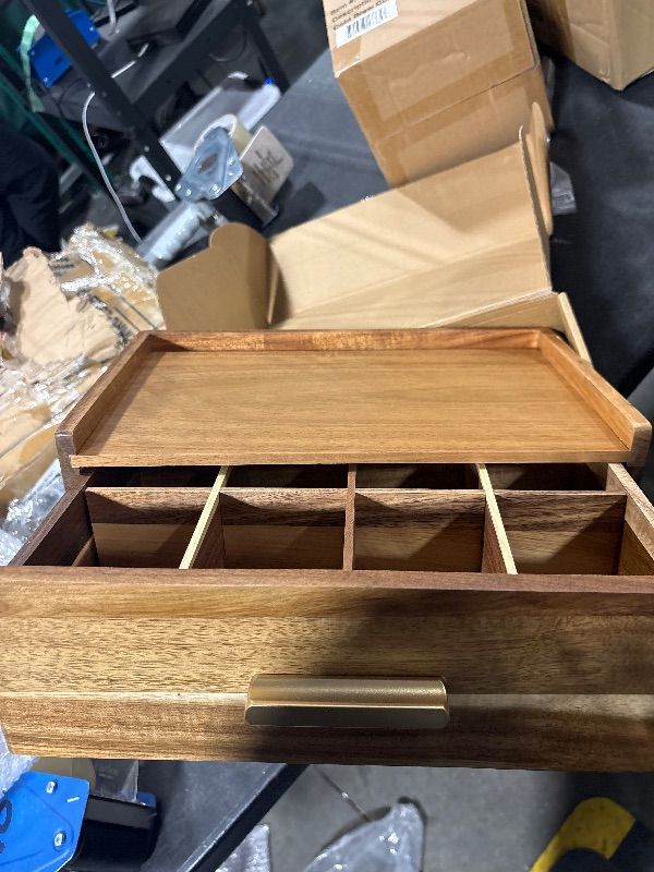 Photo 1 of *MINOR DAMAGE - USED*
Acacia Wood Tea Bag Organizer, Tea Organizers and Storage Box, Tea Caddy for Tea Bags Storage Drawer, Teabag Holder Container Boxes for Countertop, Tea Station Chest Display Wooden, Organizador De Te