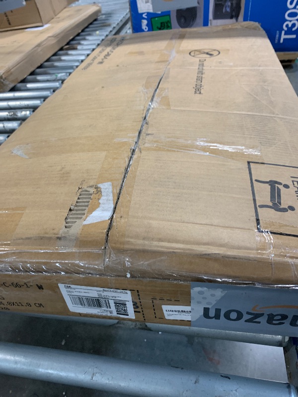 Photo 1 of ** MISSING PARTS**Furologee 66” L Shaped Desk with Power Outlet, Reversible Computer Gaming Desk with File Drawer & 2 Monitor Stands for Home Office with Storage Shelves, White