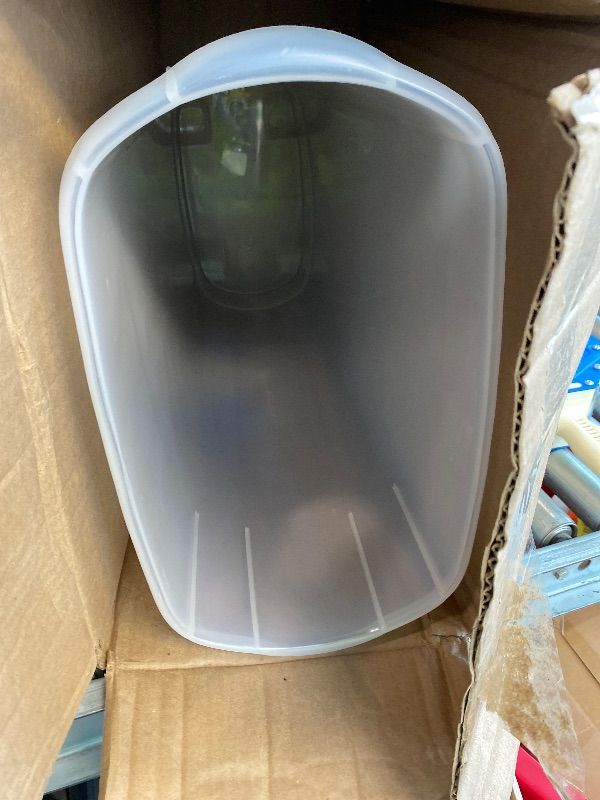 Photo 1 of ***MINOR DAMAGE*** Rubbermaid Wrap N' Craft Plastic Wrapping Paper Organizer Storage Container with Top Ornament Storage Compartment for 20 Standard 30 Inch Rolls, Clear