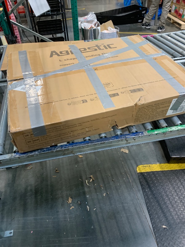 Photo 1 of **MISSING PIECES UNKNOWN**Agilestic L Shaped Standing Desk Adjustable Height, Electric Corner Standing Desk, 63 x 55 inch Sit Stand Computer Table with Splice Board, Dark Walnut