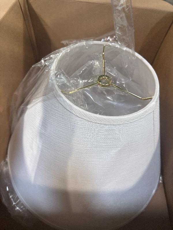 Photo 1 of ** SIMILAR IMAGE UNKNOWN MEASUREMENTS OR MODEL**FenchelShades.com Lampshade 5" Top Diameter x 9" Bottom Diameter x 7" Slant Height with Clip-On Attachment for Standard Edison-Style Lightbulb (Linen White Binding Tape Only)