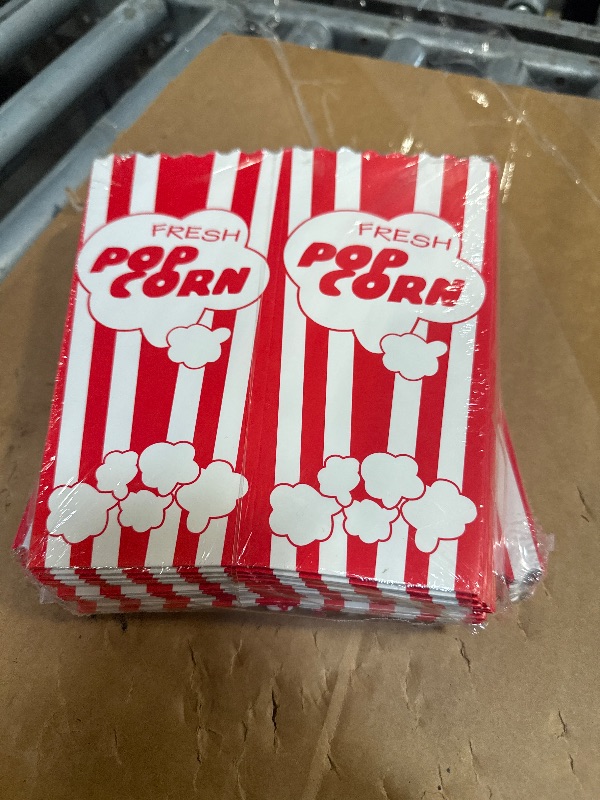 Photo 1 of ** FACTORY SEALED**30 Movie Night Popcorn Paper Boxes Buckets 7.75 Inches Tall Large Box & Holds 46 Oz Old Fashion Vintage Retro Party Design Red & White Colored Nostalgic Carnival Stripes Bags & Tubs various qty avail