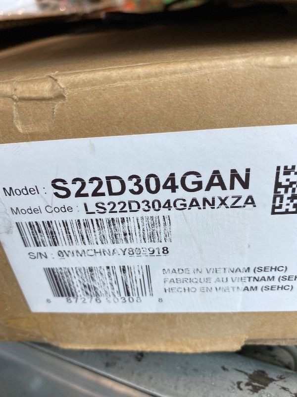 Photo 1 of *UNTESTED*
Samsung 22" (S30GD) Essential Monitor with IPS Panel and Tilt Only Stand, 100Hz Refresh Rate, Ergonomic Design, Advanced Eye Care, Game Mode, LS22D304GANXZA