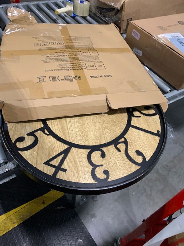 Photo 1 of **Dented***Mee 2ou Large Wall Clock for Living Room Decor, Non Ticking Silent, Battery Operated Modern Vintage Wood Oversized Decorative Wall Clock for Bedroom Kitchen Farmhouse Office Decor