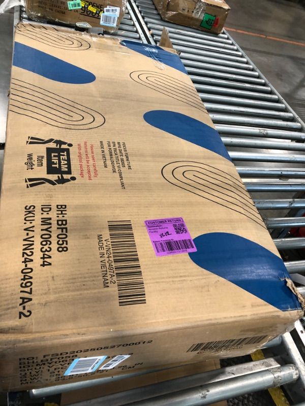 Photo 1 of ***Missing Hardware***Furmax Make up Vanity Desk with Mirror and Power Outlet, Vanity with 3 Color Light Options Adjustable Brightness,Vanity Desk with 2 Drawers, 6 Storage Shelves (White, No Bench)