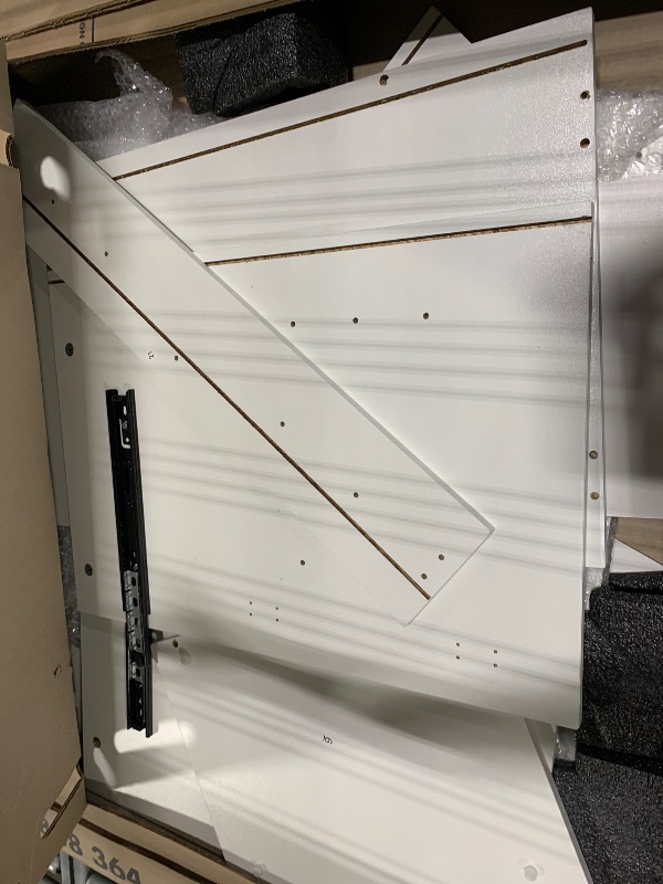 Photo 1 of **MISSING PARTS** YITAHOME Vanity Desk with Mirror, Makeup Vanity Set with LED Lights and Power Outlet, Dressing Table with Drawers, Shelves, Cabinet, Storage Bench, 3 Color Modes Available, Snow White