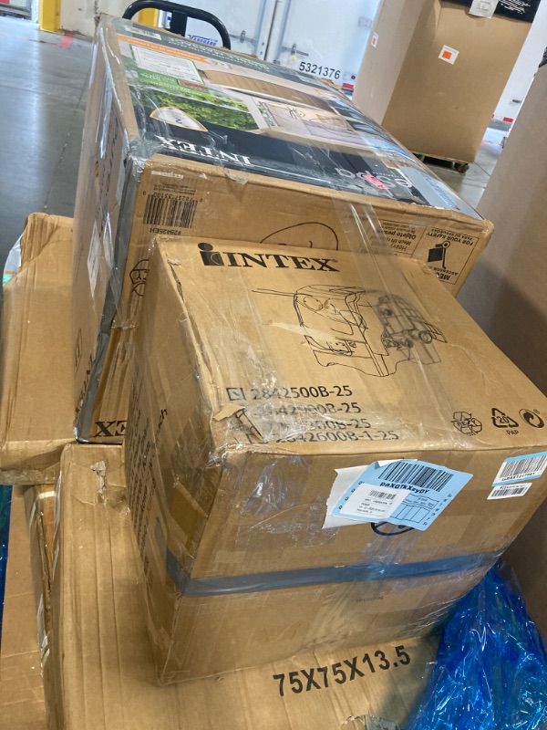 Photo 1 of ***Two boxes***INTEX 28425EH PureSpa Bubble Massage Spa Set Outdoor Inflatable Portable Hot Tub, Includes Energy Efficient Spa Cover, Saltwater System Ready, 4 Person, 77in x 28in