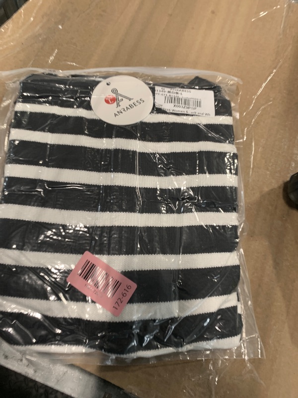 Photo 1 of ANRABESS Women Striped Cardigan Sweaters Button Down Cropped Knit Lady Jackets Coat 2025 Fall Outfits Trendy Clothes Black and White Large