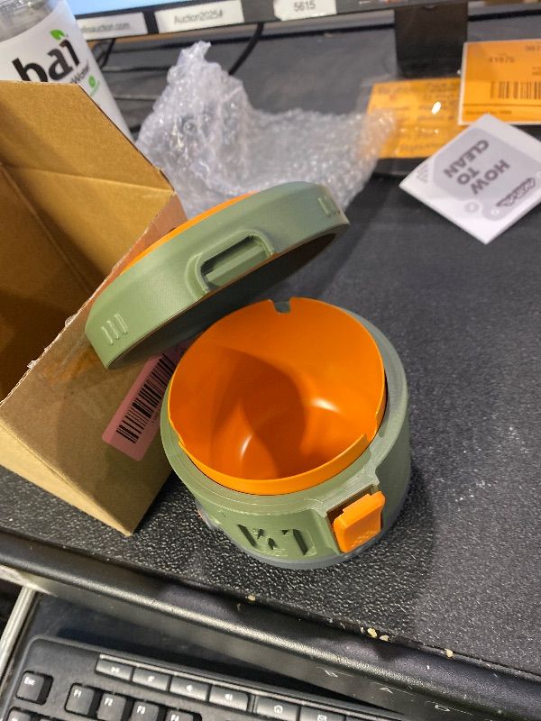 Photo 1 of ***LATCH BROKEN*** Decorative Storage Box with Lid & Metal Liner, Multifunctional Desk Organizer for Home or Office, 3D Printed Modern Container | Green/Orange, 4"x4"x3.5