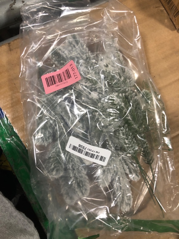 Photo 1 of 14 Pcs 10Inch Artificial Flocking Pine Picks Snow Forest Artificial Pine Needles Branches Christmas Fake Greenery Tree Branches DIY Leaves for Christmas Wreaths Garden Party Holiday Decor (14, White)