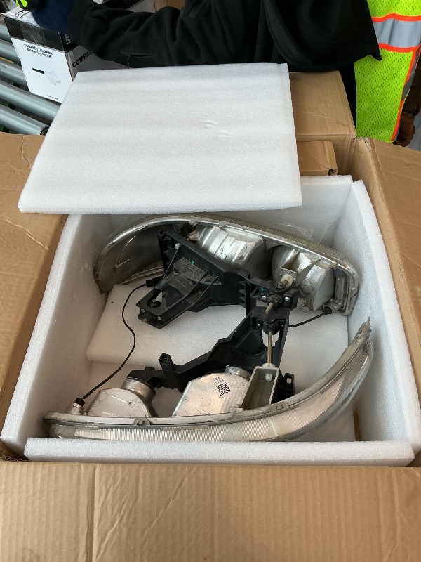 Photo 1 of **Used & Minor Damage**
DimFlux LED DRL Headlight, Headlights Replacement Compatible with 1999 2000 2001 2002 2003 2004 2005 2006 2007 GMC Sierra, Fit 1999-2006 GMC Yukon Headlamp Assembly Kit Chrome Housing Clear Reflector