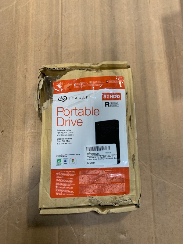 Photo 1 of ***** BOX DAMAGED NO DAMGE TO PRODUCT **** Seagate Portable 5TB External Hard Drive HDD – USB 3.0 for PC, Mac, PS4, & Xbox - 1-Year Rescue Service (STGX5000400), Black