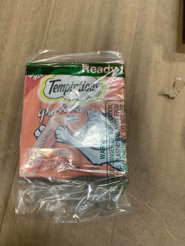 Photo 1 of **** BB 12/28/2026*** Temptations Creamy Puree Squeezable Lickable Wet Cat Treats with Salmon, 0.42 oz. Tubes, 24 Count