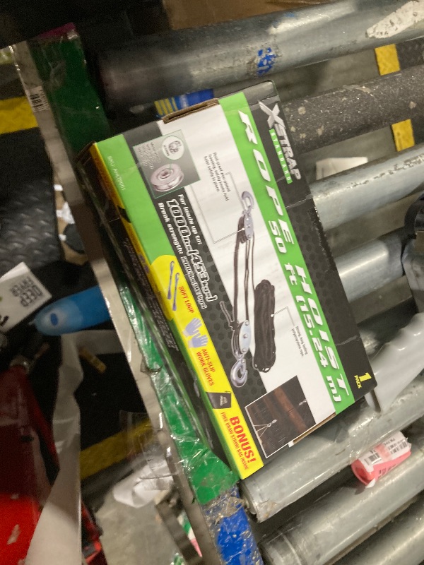 Photo 1 of ?XSTRAP STANDARD Heavy-Duty Block and Tackle Pulley System, 1000LB wCapacity, 5:1 Lifting Power, 50FT Rope Hoist with 2 Soft Loops for Garage, Hunting, Tree Cutting, Deer Hoist, DIY Attic Lift, Black