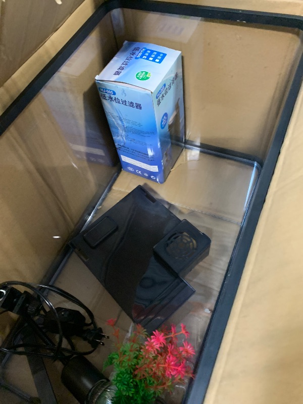 Photo 1 of (Tank + Light + Filter + Filter Balls) Turtle Tank Kit, Turtle Tank Starter Kit,Bottom Drainage, Multi-Function Areas for Turtles, Crabs,Fishes, Amphibians,Reptiles. (21.65 × 12.28 × 12.28 Inch)