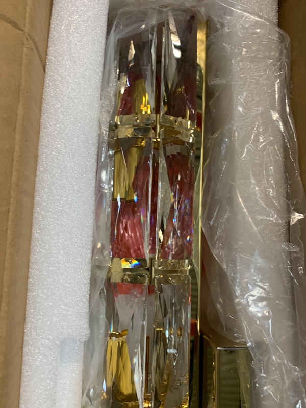 Photo 1 of SAMTEEN 23.6-Inch Crystal Wall Sconce Gold Sconces Wall Lighting Mid-Century Modern 6-Light Wall Mount Light Brass Glass Wall Light Fixture for Bathroom Bedroom Hallway