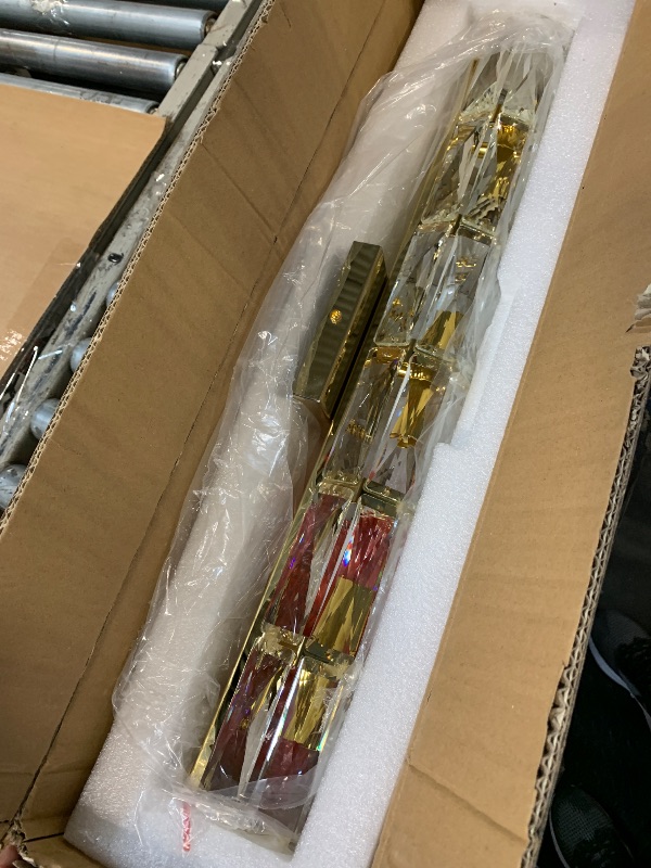 Photo 1 of SAMTEEN 23.6-Inch Crystal Wall Sconce Gold Sconces Wall Lighting Mid-Century Modern 6-Light Wall Mount Light Brass Glass Wall Light Fixture for Bathroom Bedroom Hallway