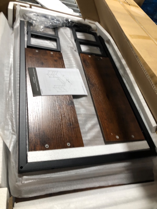 Photo 1 of **missing pieces unknown**Furologee 66” L Shaped Desk with Power Outlet, Reversible Computer Gaming Desk with File Drawer & 2 Monitor Stands for Home Office with Storage Shelves, Rustic Brown