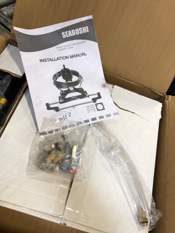 Photo 1 of * loose hardware**
Camoo 150HP Hydraulic Outboard Steering Kit Boat Marine System, Built-in Two-Way Lock Cylinder, 26ft High-Strength Nylon Hose for for Single-Engine Use Only